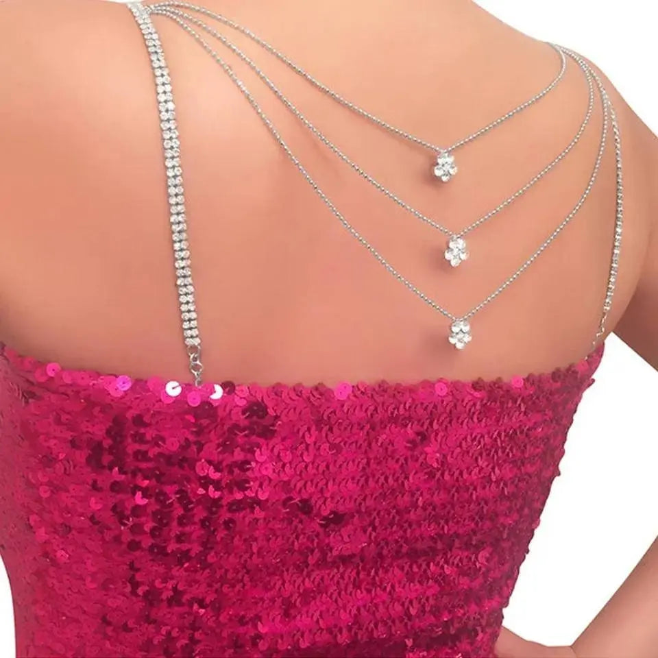 Shoulder Strap Rhinestones Body Chain for Women Bohemian Shoulder Chain Necklace Jewelry for Party Wedding Summer Beach JettsJewelers
