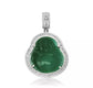 Silver - AAA Cubic Zirconia Buddha Pendant Green Jade Buddha  Necklace Iced Out Bling  Laughing Buddha Pendant Necklace JettsJewelers