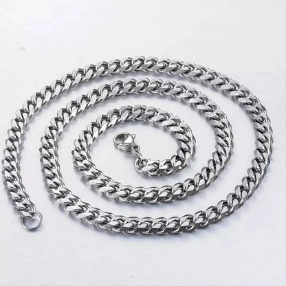 Silver Cuban Link Necklace, 3mm/5mm/7mm/9mm/11mm Mens Gift, Gift for Dad, Wife Husband, Stainless Steel Necklace, Black Enamel Necklace JettsJewelers