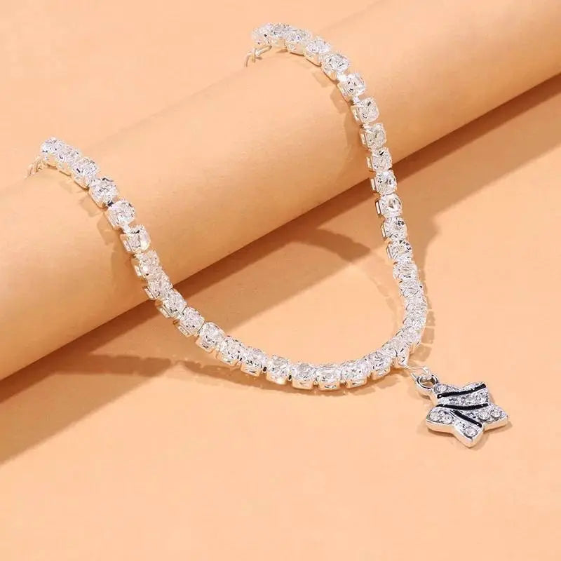 Silver Star Rhinestone Anklet Foot Jewelry for Women Beach Barefoot Chain Bracelet On the Leg Accessories Gift JettsJewelers