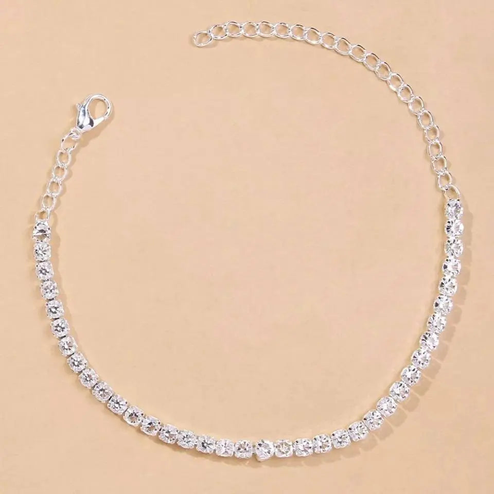 Simple Rhinestones Anklet Foot Jewelry for Women Beach Barefoot Chain Bracelet On the Leg Accessories Gift - JettsJewelers