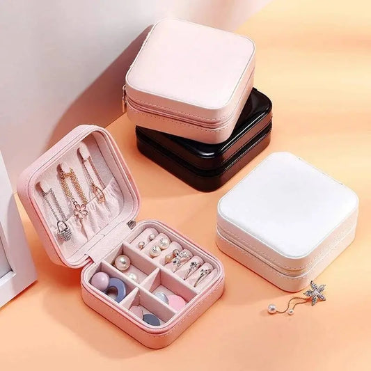 Small Jewelry Box, Travel Mini Organizer Portable Display Storage Case for Rings Earrings Necklace,Gifts for Girls Women JettsJewelers