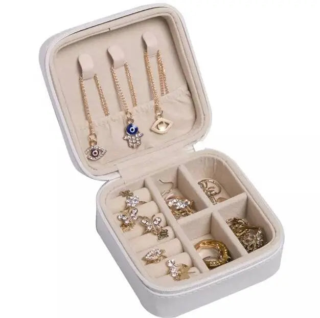 Small Jewelry Box, Travel Mini Organizer Portable Display Storage Case for Rings Earrings Necklace,Gifts for Girls Women JettsJewelers