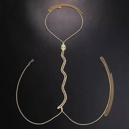 Snake Rhinestones Bra Body Sexy Bikini Silver Gold Beauty Chest Bracket Bras Nightclub and Partying Body Jewelry for Women JettsJewelers
