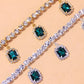 Square Emerald Rhinestones Anklet Foot Jewelry for Women Beach Barefoot Chain Bracelet On the Leg Accessories Gift - JettsJewelers
