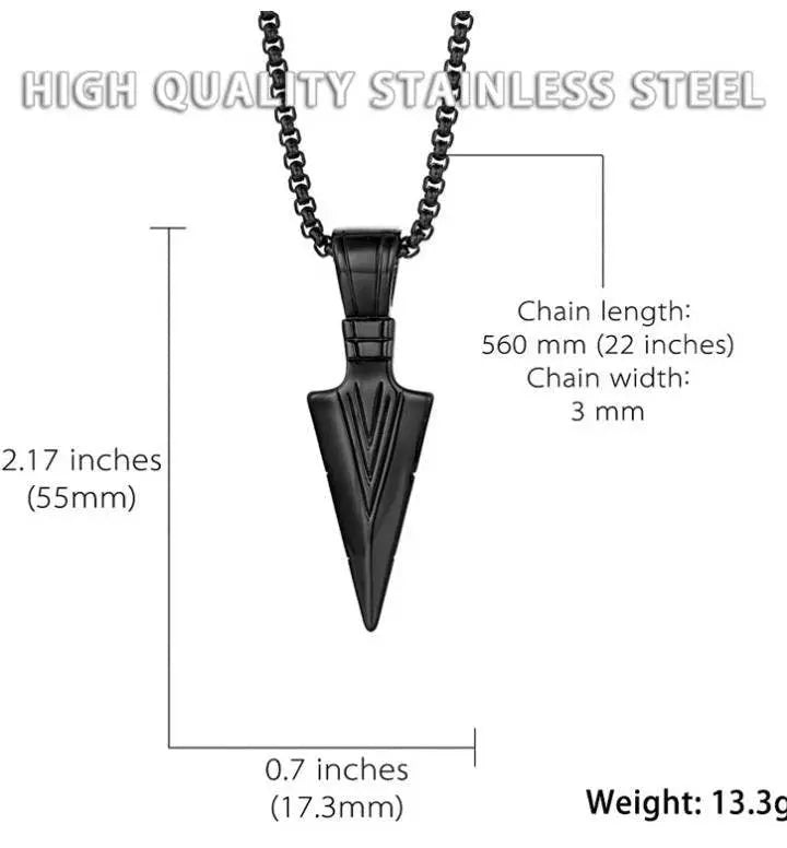 Stainless Steel Arrowhead Pendant Chain Necklace Spearpoint Necklace - JettsJewelers