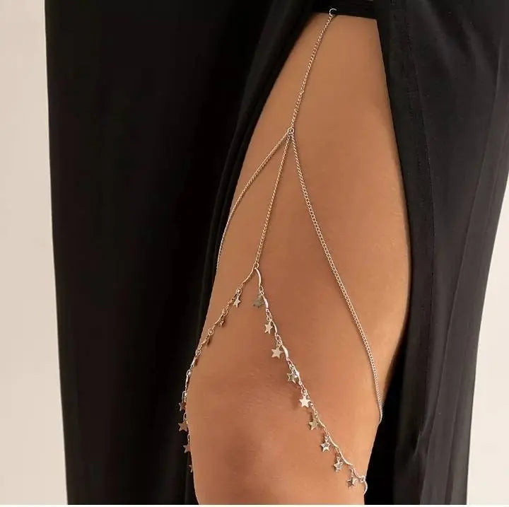 Stars Chain Leg Chain Gold and Silver for Women Thigh Chain For Girls Gold Pendant Boho Body Chain for Beach Summer Holiday JettsJewelers