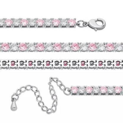 Sterling Women Sterling Silver Cubic Zirconia Anklet Bracelet Gold Rose Gold - JettsJewelers