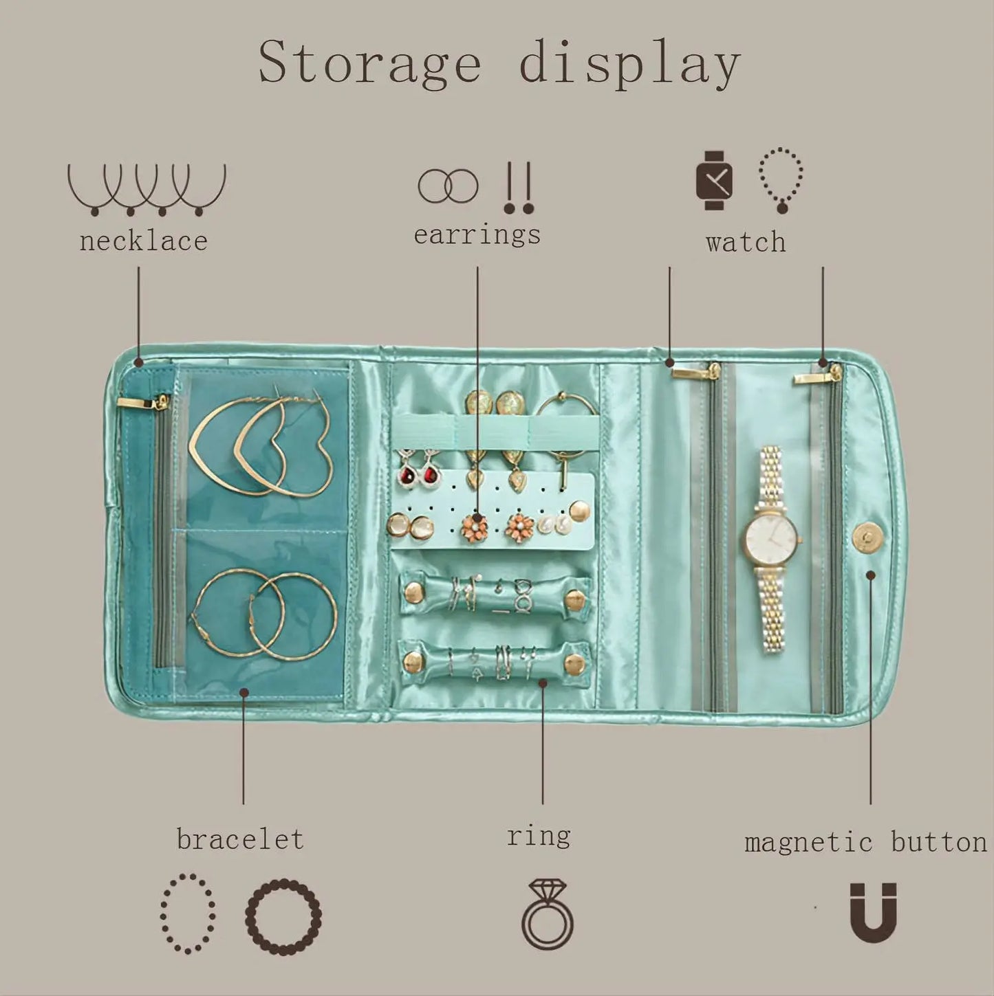 Traveling Silk Vintage Pattern Jewelry Organizer Earring Case Jewelry Storage Book Collection Binder Magnetic Button Bag For Jewelry JettsJewelers