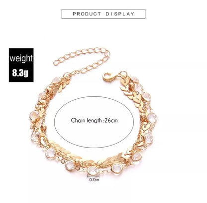 Triple Anklet For Women Bracelet Gold Color Crystal Barefoot Beach Accessories Anklet Leg Chain jewelry Gift JettsJewelers