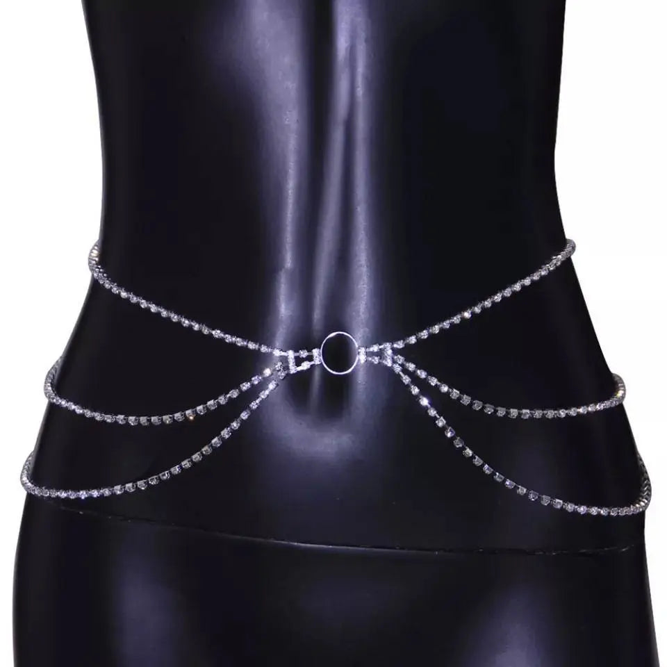 Triple Waist Chain Rhinestone Belly Chains Belt Summer Beach Costume Crystal Body Jewelry for Women and Girls Silver Gold JettsJewelers