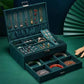 Two-Layer Jewelry Box Organizer Display Storage Case with Lock Suede Portable Leather Jewelry Box for Storing Watch, Earring, Ring, Chain JettsJewelers