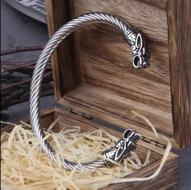 Viking Jewelry Stainless Steel Dragon Head Bracelet Men Can Open Punk Cuff Motorcycle Jewelry JettsJewelers