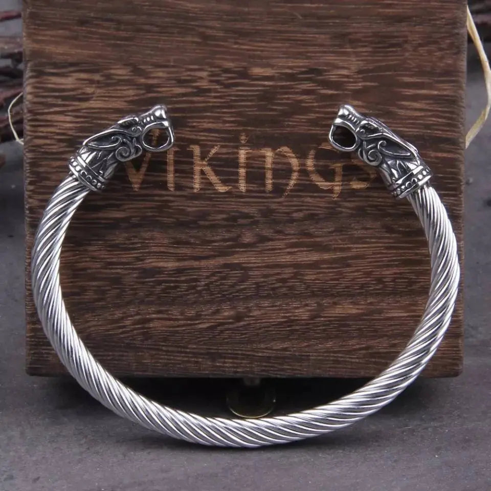 Viking Jewelry Stainless Steel Dragon Head Bracelet Men Can Open Punk Cuff Motorcycle Jewelry JettsJewelers