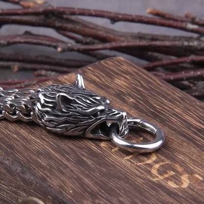 Viking Jewelry Stainless Steel Wolf Head Bracelet Men Can Open Mouth Punk Bracelet Motorcycle Jewelry JettsJewelers