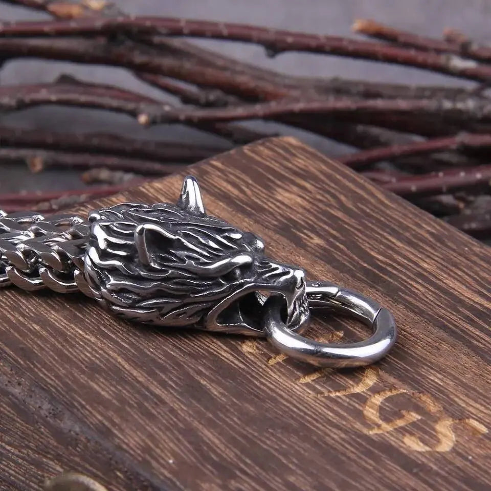 Viking Jewelry Stainless Steel Wolf Head Bracelet Men Can Open Mouth Punk Bracelet Motorcycle Jewelry JettsJewelers