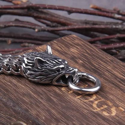 Viking Jewelry Stainless Steel Wolf Head Bracelet Men Can Open Mouth Punk Bracelet Motorcycle Jewelry JettsJewelers