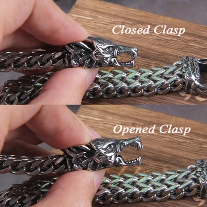 Viking Jewelry Stainless Steel Wolf Head Eagle Head Bracelet Men Can Open Bear Mouth Punk Bracelet Motorcycle Jewelry JettsJewelers