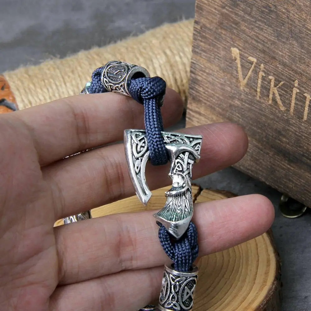 Vikings Thor Axe Wrap Bracelets Men Mjolnir Hammer Camping Paracord Survival Rope Wristband Amulet Handmade Male Jewelry Gifts JettsJewelers