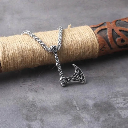 Vintage Viking Axe Pendant Necklace Stainless Steel JettsJewelers