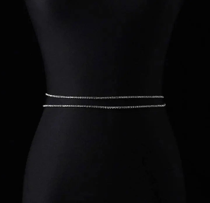Waist Chain Rhinestone Belly Chains Belt Summer Beach Costume Crystal Body Jewelry for Women and Girls Gold Silver - JettsJewelers