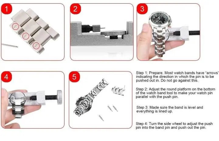 Watch Link Remover kit Watch Band Tool with 3 Extra Pins for Watch Band Link Pin Removal and Watch Sizing JettsJewelers