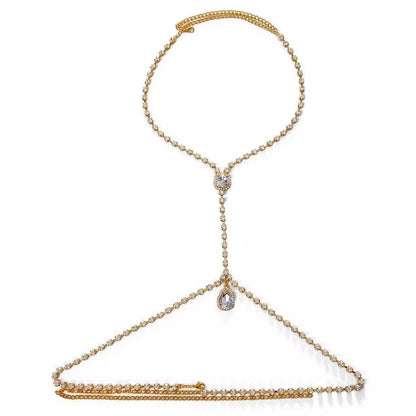 Water Drop Rhinestone Bracket Bra Body Sexy Bikini Silver Gold Beauty Chest Bracket Bras Nightclub and Partying Body Jewelry for Women JettsJewelers