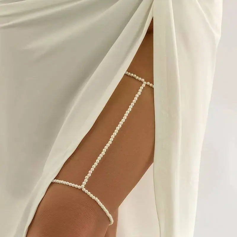 White Bead Leg Chain for Women Thigh Chain For Girls Boho Body Chain for Beach Summer Holiday JettsJewelers