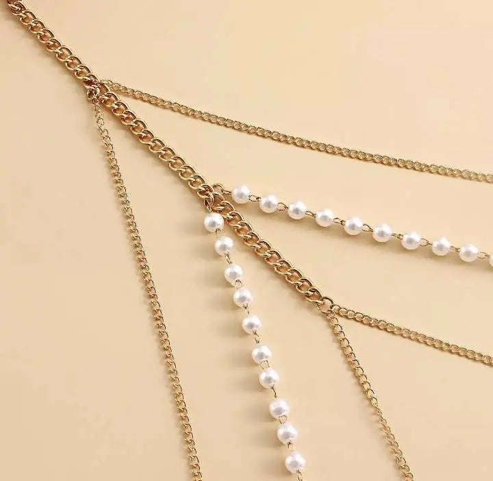 White Small Beads Gold Chain Leg Chain Gold for Women Thigh Chain For Girls Gold Pendant Boho Body Chain for Beach Summer Holiday JettsJewelers