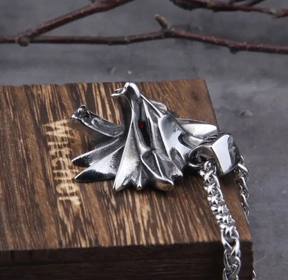Wolf Head Pendant Necklace The Witcher Stainless Steel - JettsJewelers