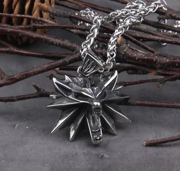 Wolf Head Pendant Necklace The Witcher Stainless Steel - JettsJewelers