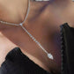 Women Rhinestone Water Drop Cubic Zirconia Pendant Y Necklace Choker Crystal JettsJewelers