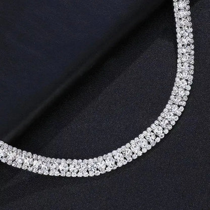 Women Single Layered Square Rhinestone Gem Pendants Necklace Necklace Choker JettsJewelers