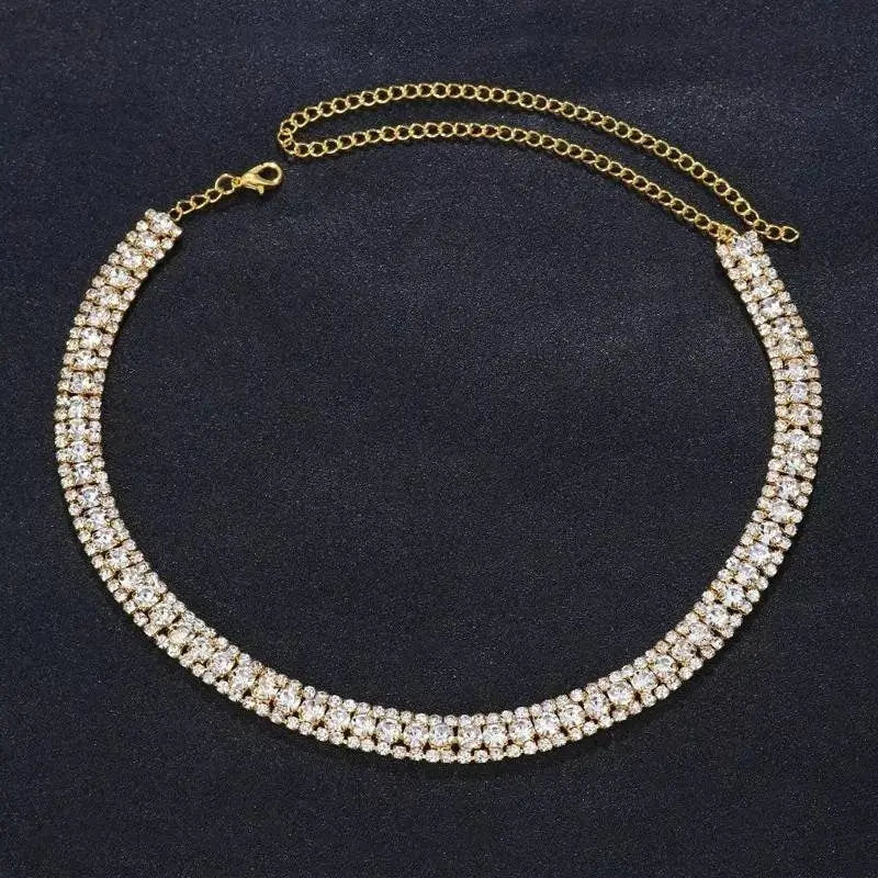Women Single Layered Square Rhinestone Gem Pendants Necklace Necklace Choker JettsJewelers