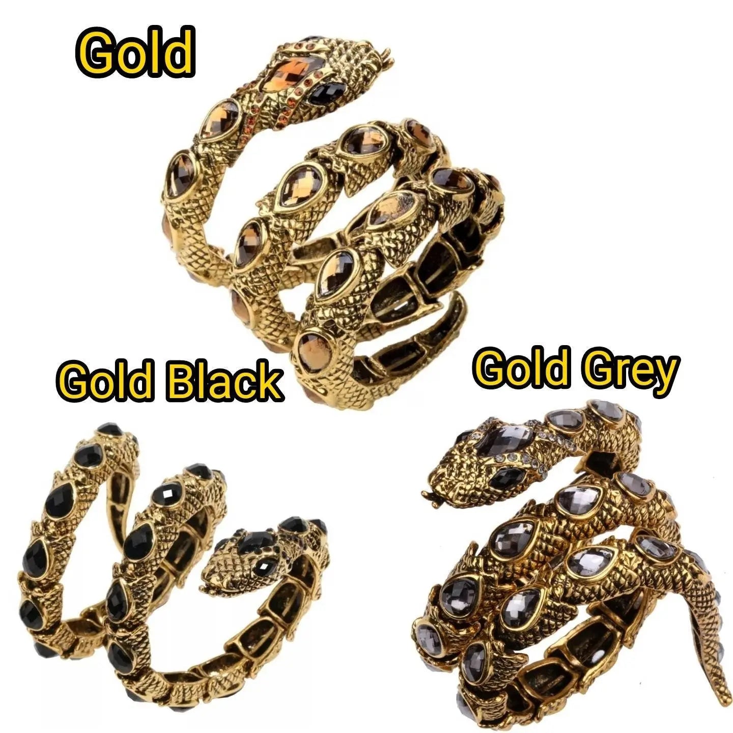 Women's Crystal Stretch Snake Bracelet Fit Wrist Size 6-1/2 to 8 Inch - Lead & Nickle Free jewelrys - JettsJewelers