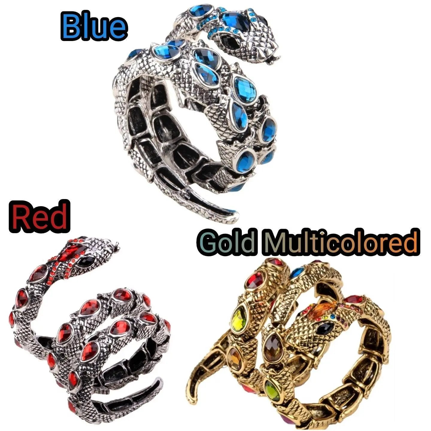 Women's Crystal Stretch Snake Bracelet Fit Wrist Size 6-1/2 to 8 Inch - Lead & Nickle Free jewelrys - JettsJewelers