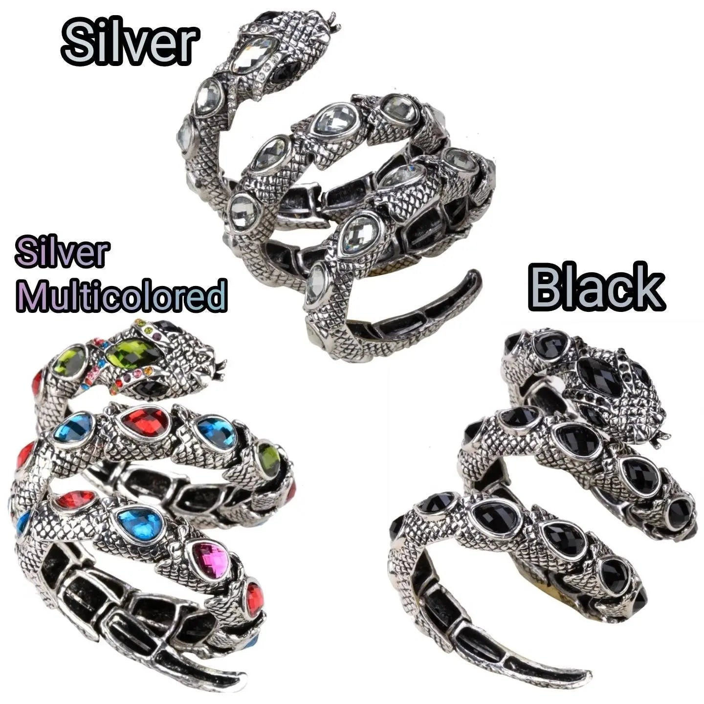 Women's Crystal Stretch Snake Bracelet Fit Wrist Size 6-1/2 to 8 Inch - Lead & Nickle Free jewelrys - JettsJewelers