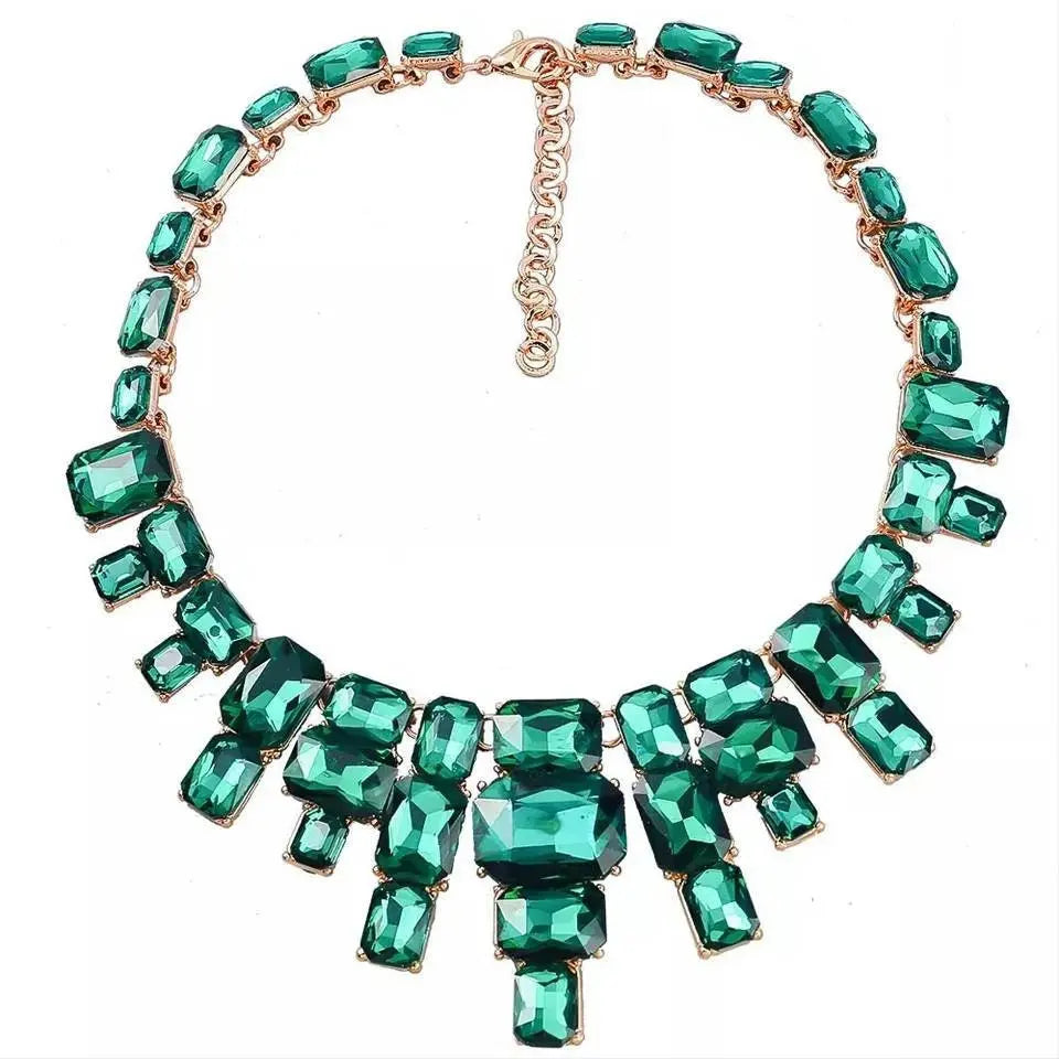 Womens Big Chunky Crystal Choker Rhinestone Pendant Necklace Statement Necklace JettsJewelers