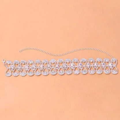 Womens Big Crystal Zirconia Hollow Collar Necklace Choker JettsJewelers