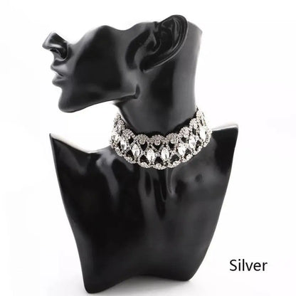 Womens Big Crystal Zirconia Hollow Collar Necklace Choker JettsJewelers