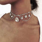 Womens Decor Multi-layered Drop Rhinestone Gem Pendants Necklace Choker JettsJewelers