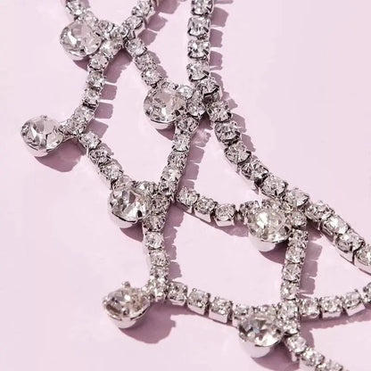 Womens Decor Web Drop Water Rhinestone Gem Pendants Necklace Choker Statement Necklace JettsJewelers