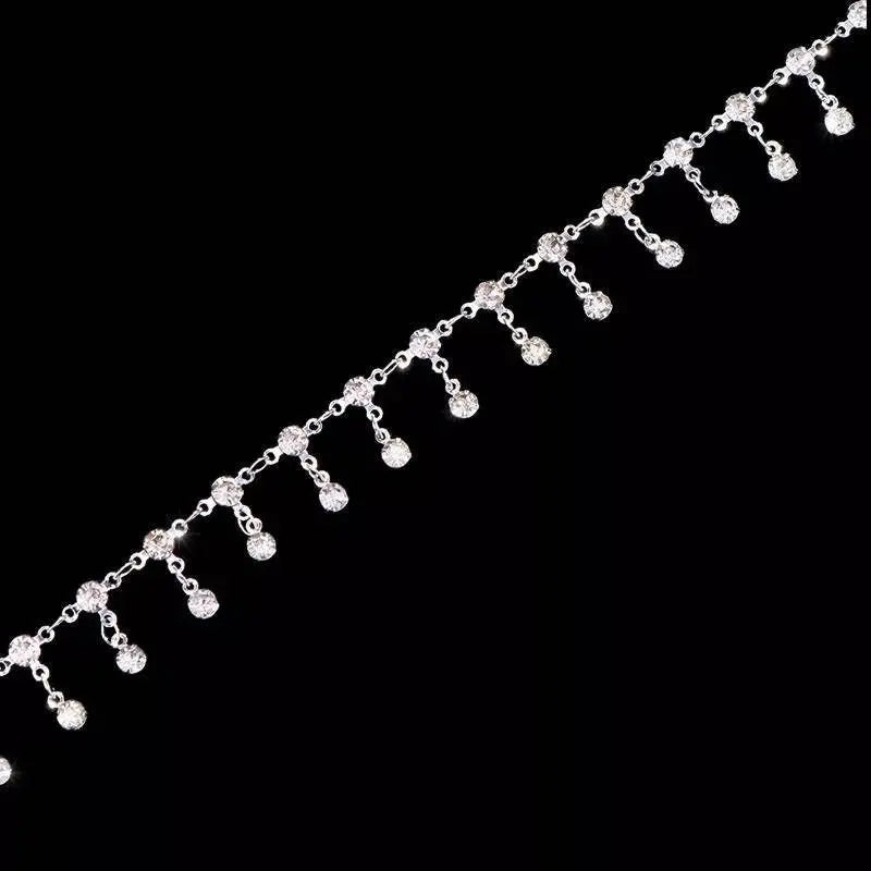 Womens Drop Water Drop Rhinestone Gem Pendants Necklace Choker JettsJewelers