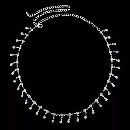 Womens Drop Water Drop Rhinestone Gem Pendants Necklace Choker JettsJewelers