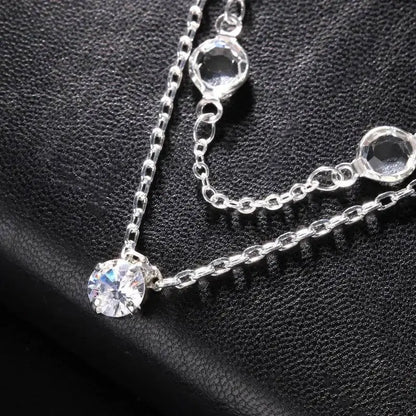 Womens Long Rhinestone Gem Double Layered Necklace Backless Choker JettsJewelers