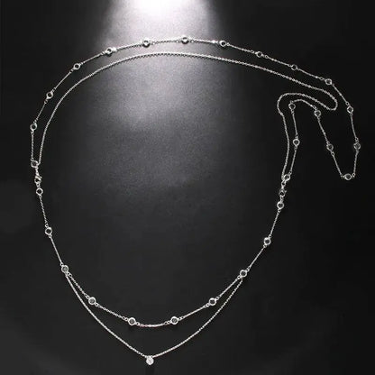 Womens Long Rhinestone Gem Double Layered Necklace Backless Choker JettsJewelers