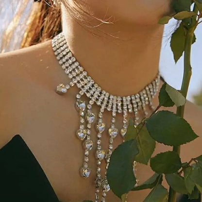 Womens Multi-layered Heart Rhinestone Gem Pendants Necklace Necklace Choker Statement Necklace JettsJewelers