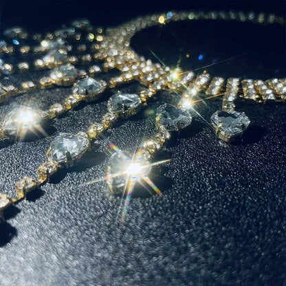 Womens Multi-layered Heart Rhinestone Gem Pendants Necklace Necklace Choker Statement Necklace JettsJewelers