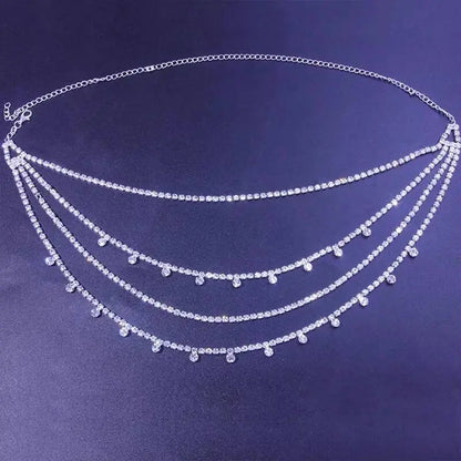 Womens Multi-layered Rhinestone Pendant Necklace Round Necklace JettsJewelers