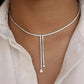 Womens Rhinestone Chain Long Tassel Necklace Crystal Collar Necklace Choker JettsJewelers